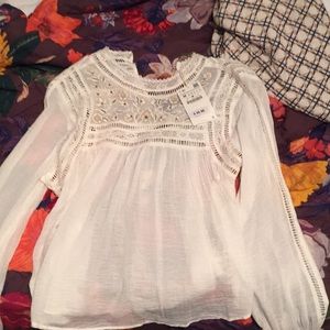 Zara Embroidered Gauze Blouse